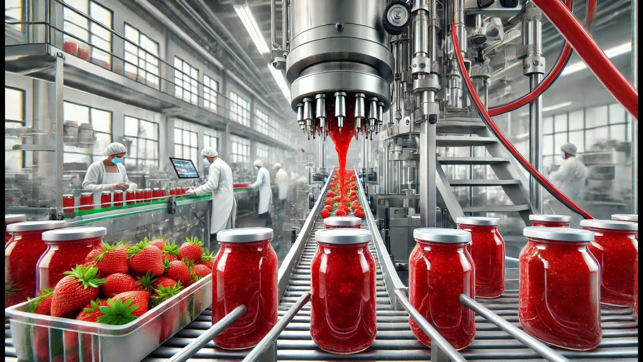 How Strawberry Jam Is Produced in Factories | Strawberry Jam ...