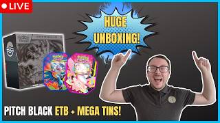 OPENING THE NEW PITCH BLACK ETB! 💥 Mega Charizard X & Clefable Tins + PokéPhrase! (Giveaways)