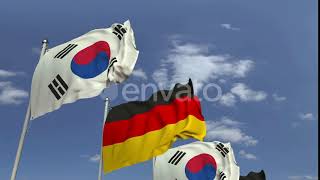 Many Flags of South Korea and Germany | Motion Graphics - Envato elements