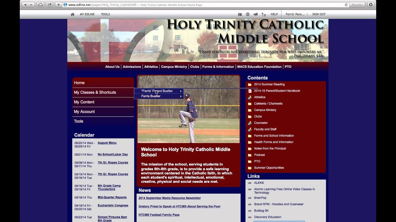 Navigating edline holy trinity catholic middle school youtube