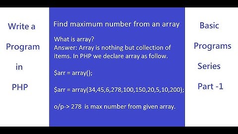 WAP to Find maximum number from an array/program find max number