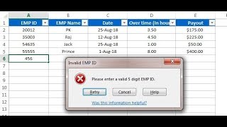 Overtime Template In Excel with Protection and Validation