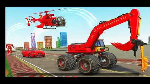 Monster Crane robot Car – Excavator robot game