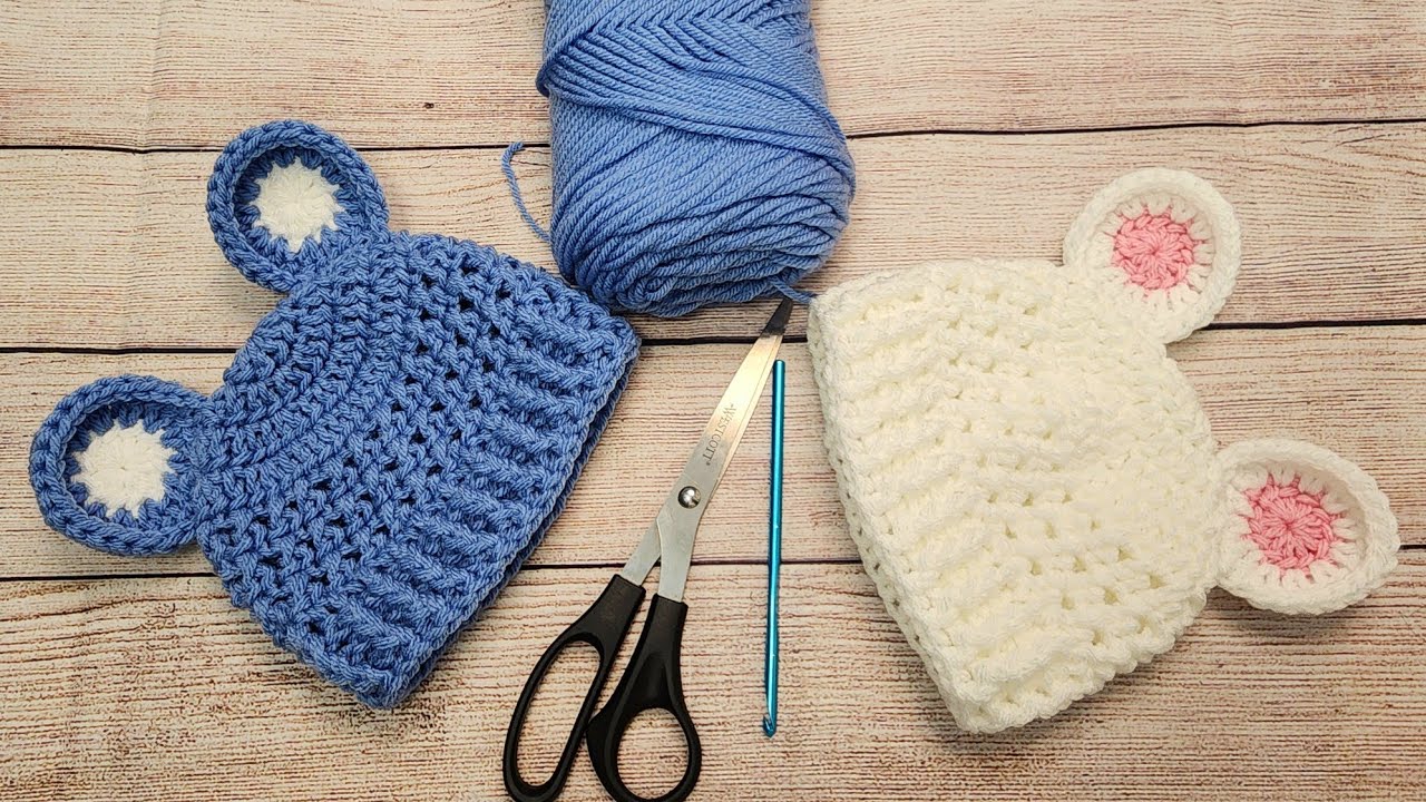 Como tejer un gorro para BEBÉS/Crochet Baby bear hat.