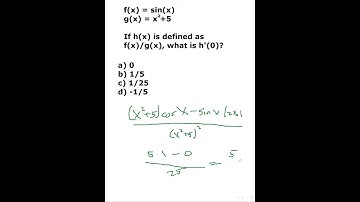 AP Calc MC Question 018; quotient rule with functions #Shorts