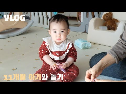 11개월아기와 놀아주기┃걸음마 연습┃동물을 처음 본 아기의 반응