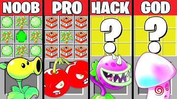 Minecraft Battle: PLANTS VS ZOMBIES CRAFTING CHALLENGE - NOOB vs PRO vs HACKER vs GOD ~ Animation