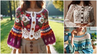 Stunning! Blouse Crochet  2024 Designs With Wool (share ideas) #knitted #blousedesign #crochet