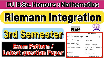 Riemann Integration bsc Hons Mathematics 3rd semester previous year question paper du
