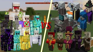 All Golems VS Raid with Illager Expansion! Minecraft mob battle! Part1