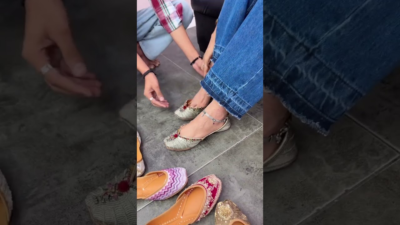 new trending Punjabi jutti Tila work in multi colour payal 