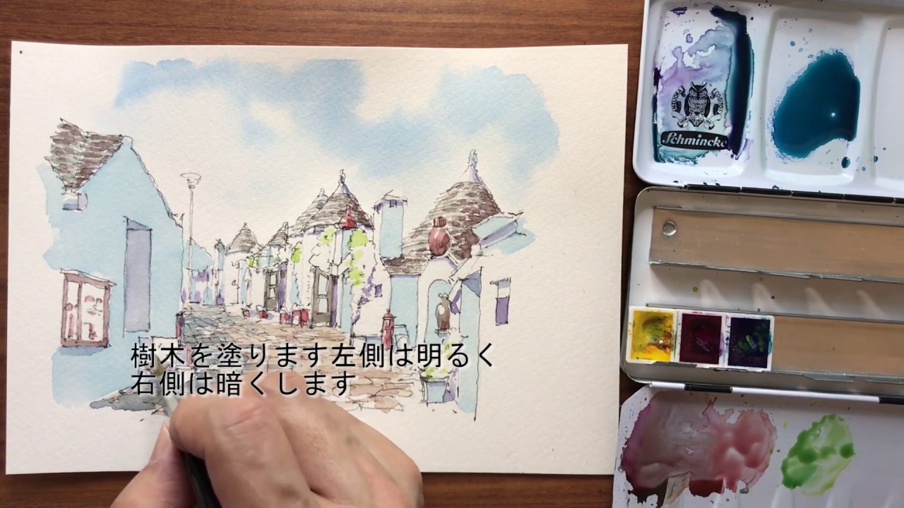 10分スケッチ みかん水彩画教室で、みにつく、かんたんに、ん～とため