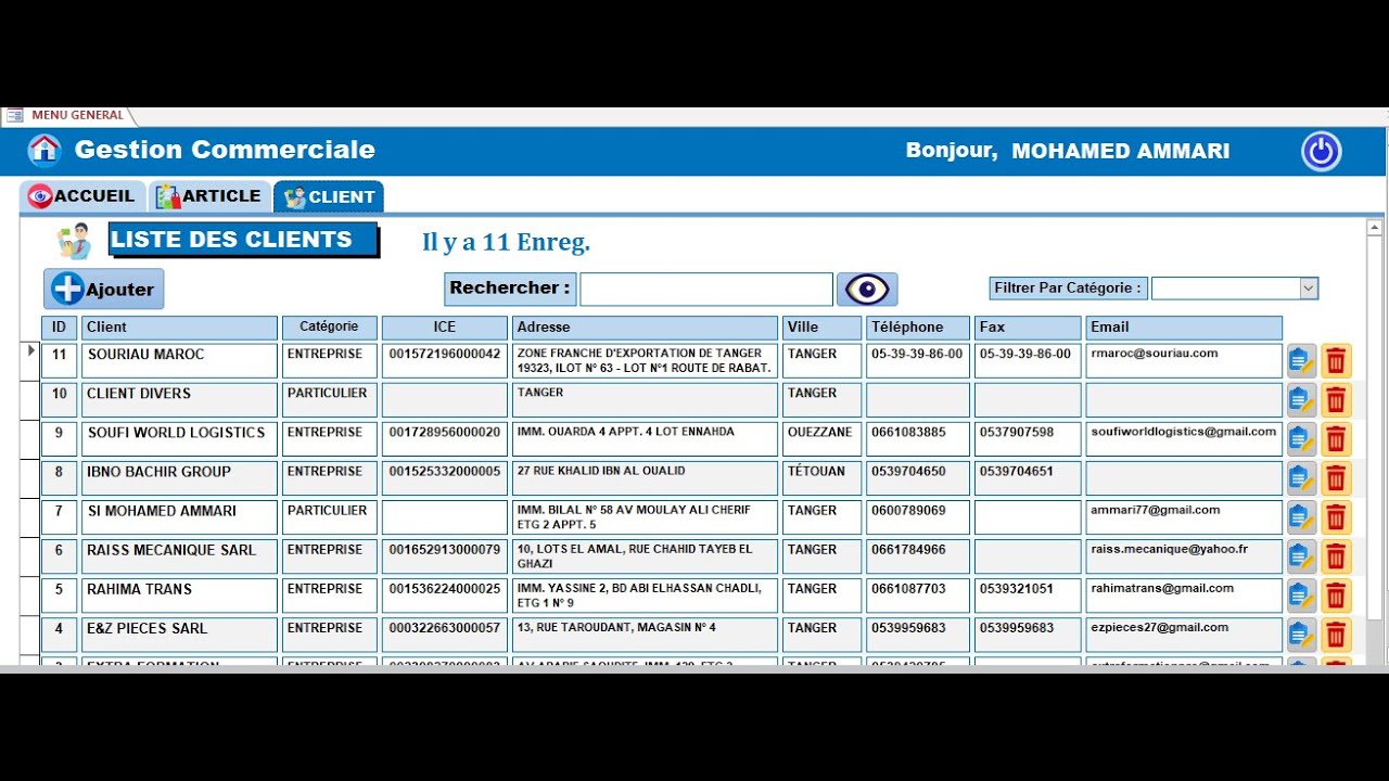 Projet d'application Access 