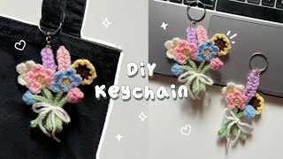 ♡ Crochet Mini Bouquet Keychain Tutorial | No Sewing Needed ♡