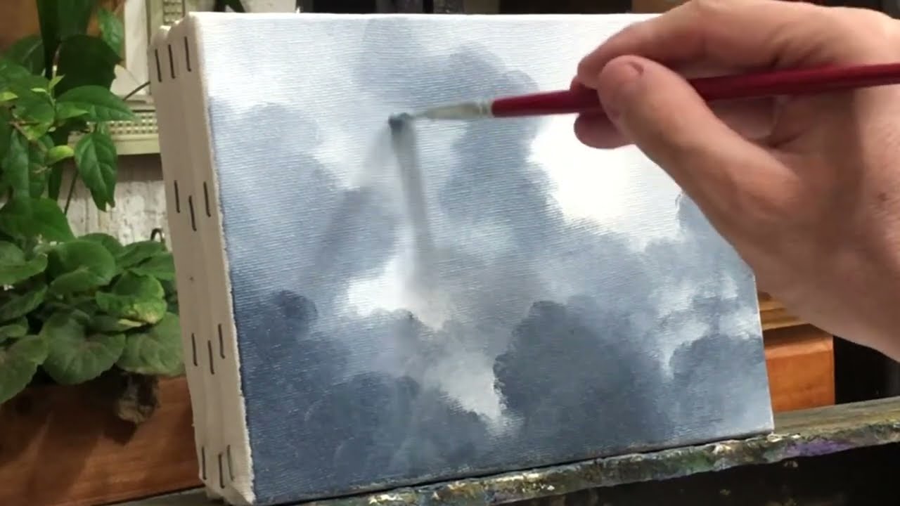 APRENDA A PINTAR NUVENS DE CHUVA COM TINTA ACRILICA / PASSO A PASSO EXPLICATIVO PARA INICIANTES