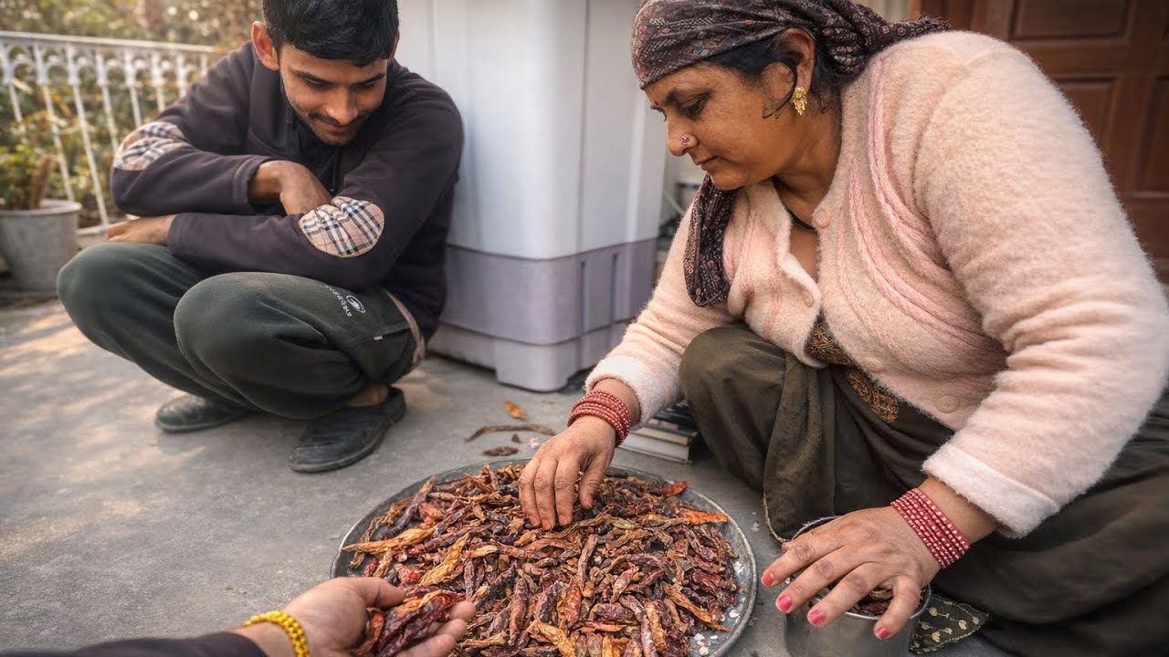Itni Saari Sukhi Lal Mirch 😳 | Ghar Ki Desi Taiyari | Village Daily Vlog