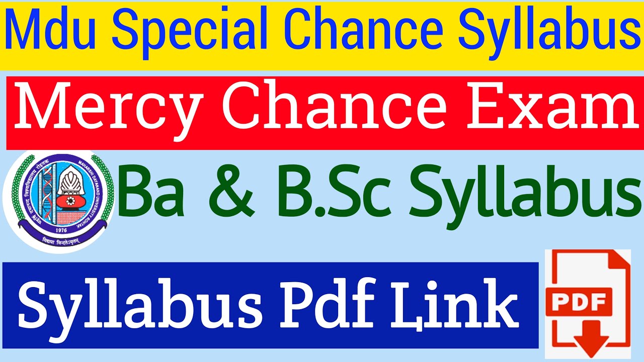 Mdu Special Chance Syllabus 2022 Mdu Ba & B.Sc Mercy Chance Syllabus