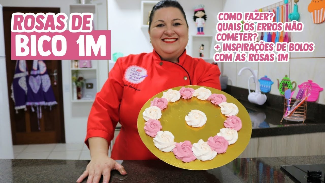 Rosas de chantilly com BICO 1M - Passo a passo