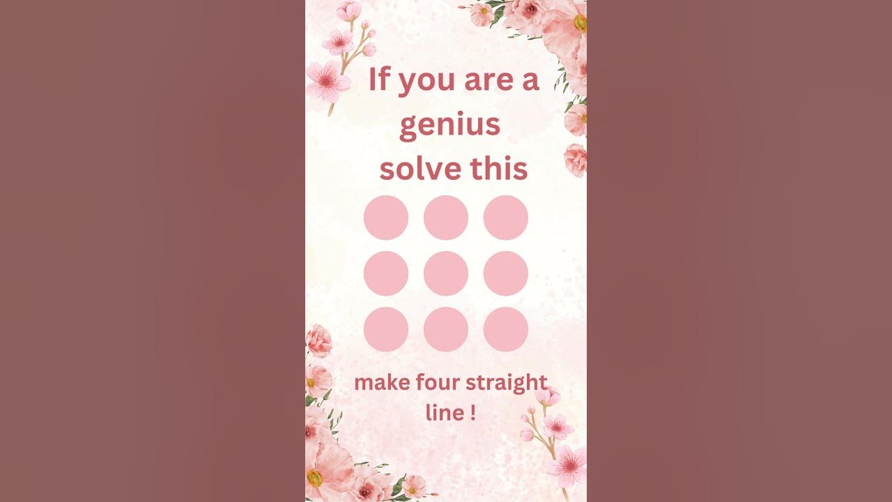 Can you  cover 9 dots in just four straight lines? tricky puzle #mindbendingquiz #quiz#short