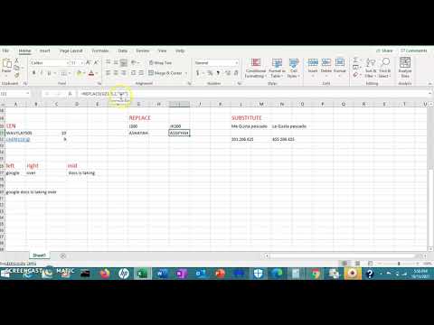 EXCEL FUNCTIONS replace, len, substitute, left mid right