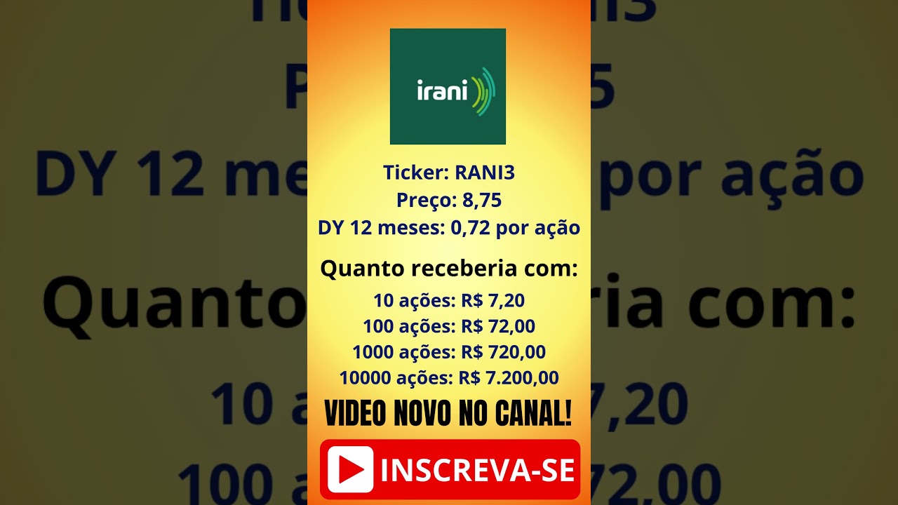 QUANTO RENDE OS DIVIDENDOS NA AÇÃO DA IRANI? 