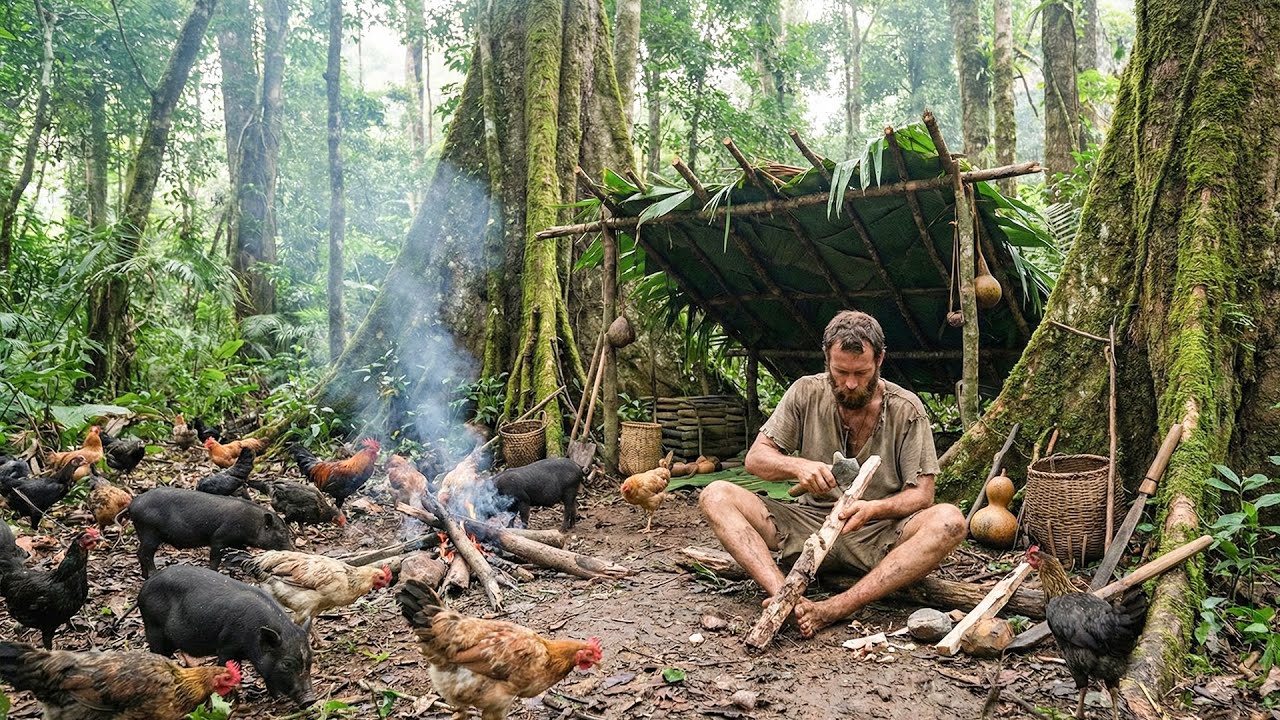 One Woman Builds a Primitive Forge From Stone – Forging Iron With Bare Hands