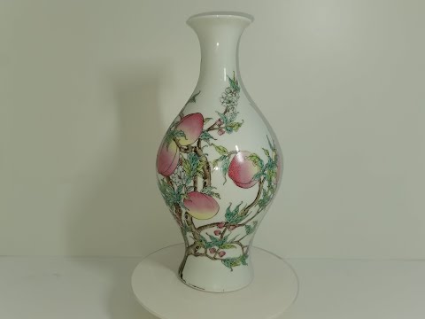 清雍正粉彩蝠桃纹橄榄瓶-高37厘米Qing Yongzheng famille rose 8