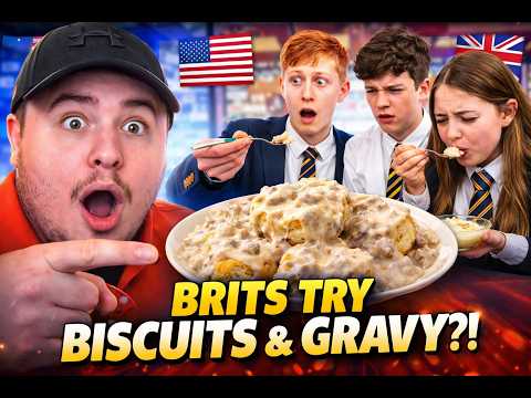 American Reacts to British Highschoolers Try Biscuits and Gravy for the First Time!