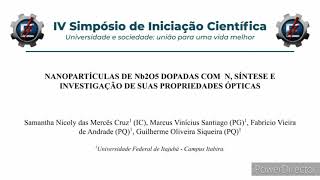 Nanopartículas De Nb2O5 Dopadas Com N, Síntese E Investigação De Suas Propriedades Ópticas