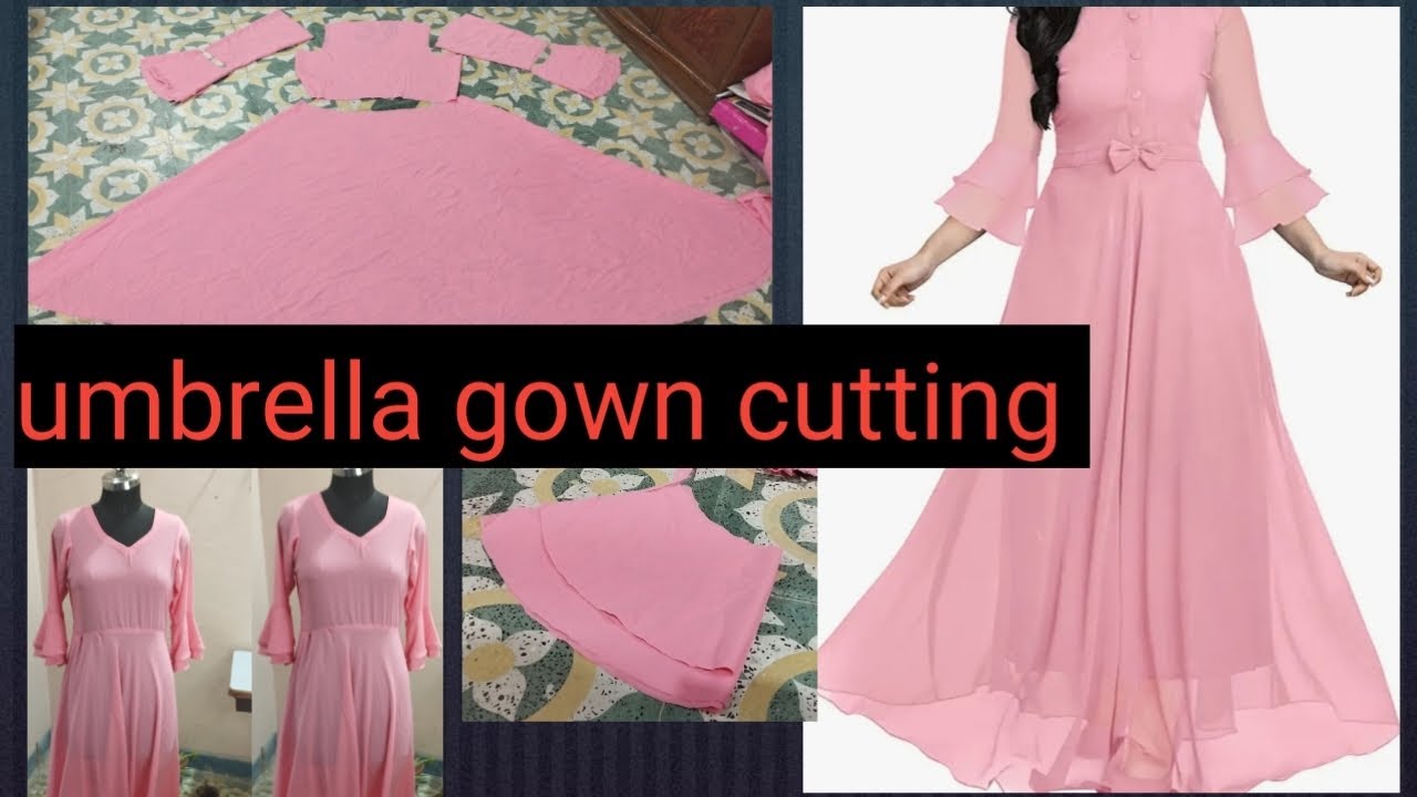 umbrella gown cutting अंब्रेला गाउन कटिंग pink gownumbrellacutfrock