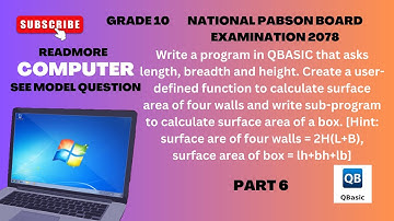 NATIONAL PABSON BOARD EXAMINATION 2078 l SEE GRADE 10 COMPUTER SCIENCE l MODEL QUESTION l PABASON