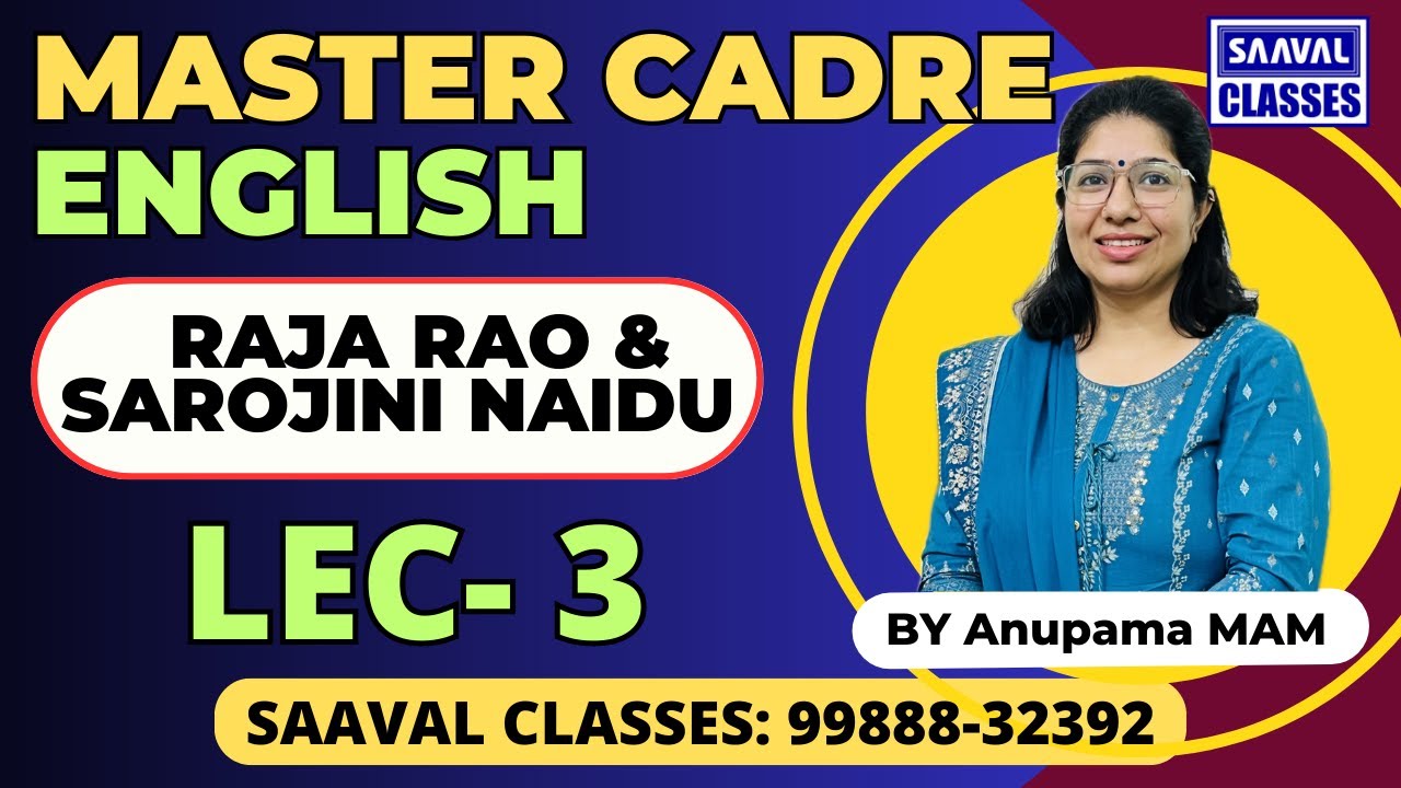 Master Cadre English DAY-3 RAJA RAO & SAROJINI NAIDU   Topic wise MCQ