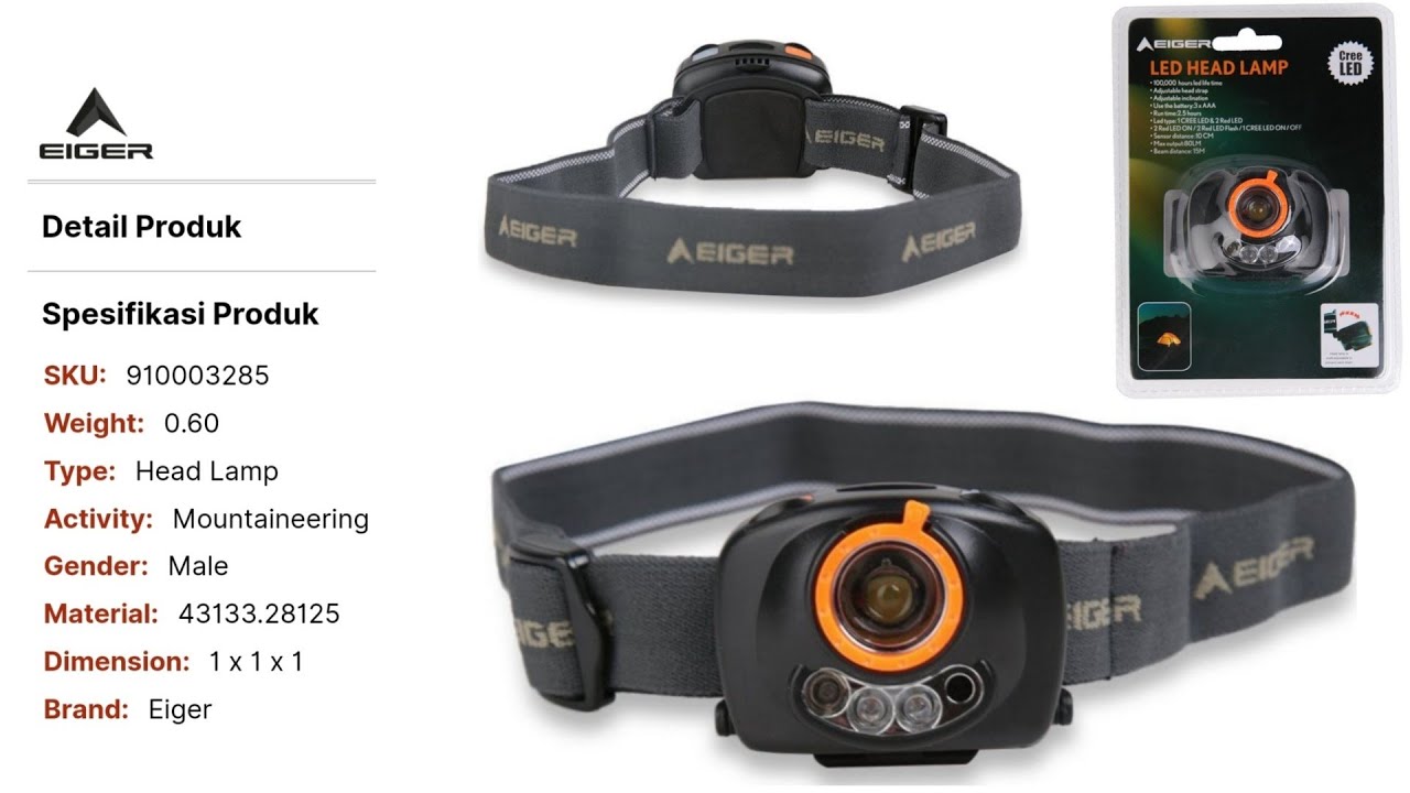 SENTER KEPALA EIGER APOLLO HEADLAMP SENSORS 910003285 YouTube