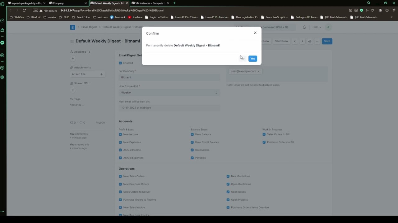 Setting up Erpnext Google Cloud with creating of workflow