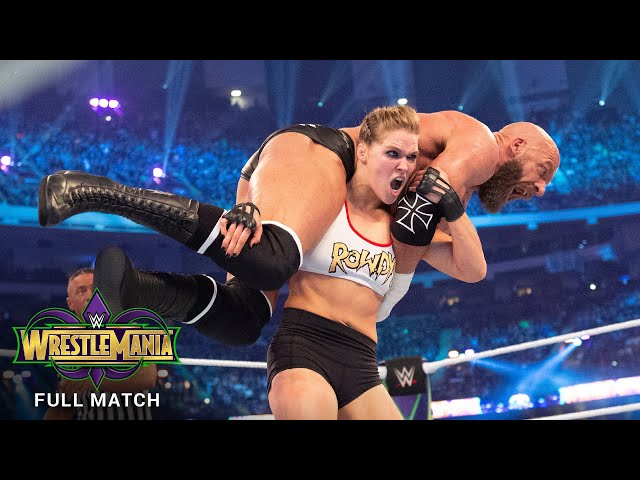 FULL MATCH - Ronda Rousey & Kurt Angle vs. Triple H & Stephanie:  WrestleMania 34 