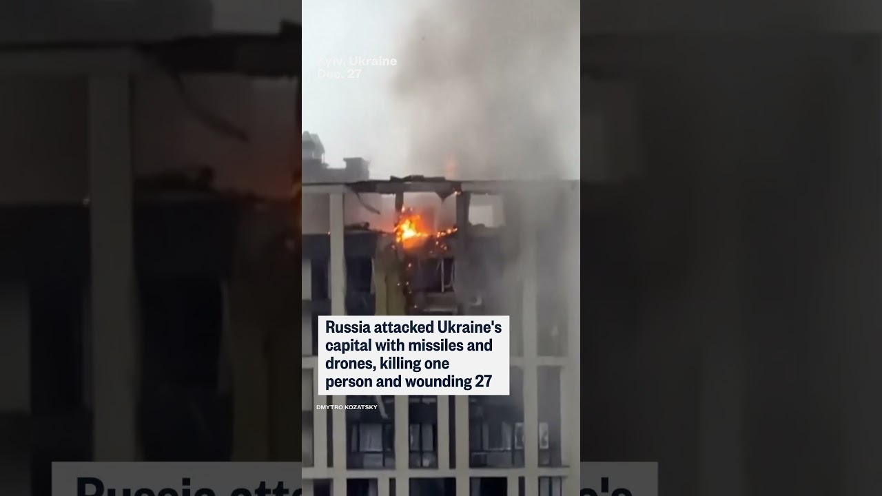 Video appears to show a Russian drone hitting a building in Kyiv