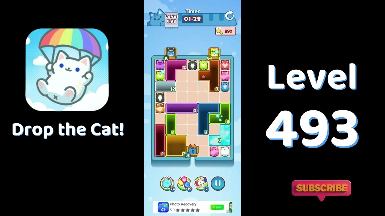 🎮 Drop the Cat! Level 493 Walkthrough | Fun Candy Puzzle Challenge 🐱