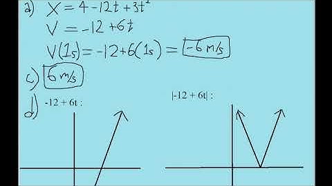 (a) If a particle’s position is given by x = 4 - 12t + 3t^2 (where t is in seconds and x is in