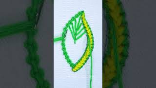 Fly stitch leaf embroidery design! #shorts #embroidery #diy #satisfying #viral #trending #tutorial