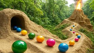 Volcano Marble Run Race ASMR 1000 Marbles Rain Gutter VS Mega Whirlpool ASMR Amakandu