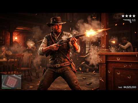 GTA 5 - John Marston vs The Lost MC Bar Shootout + Ten Star Escape