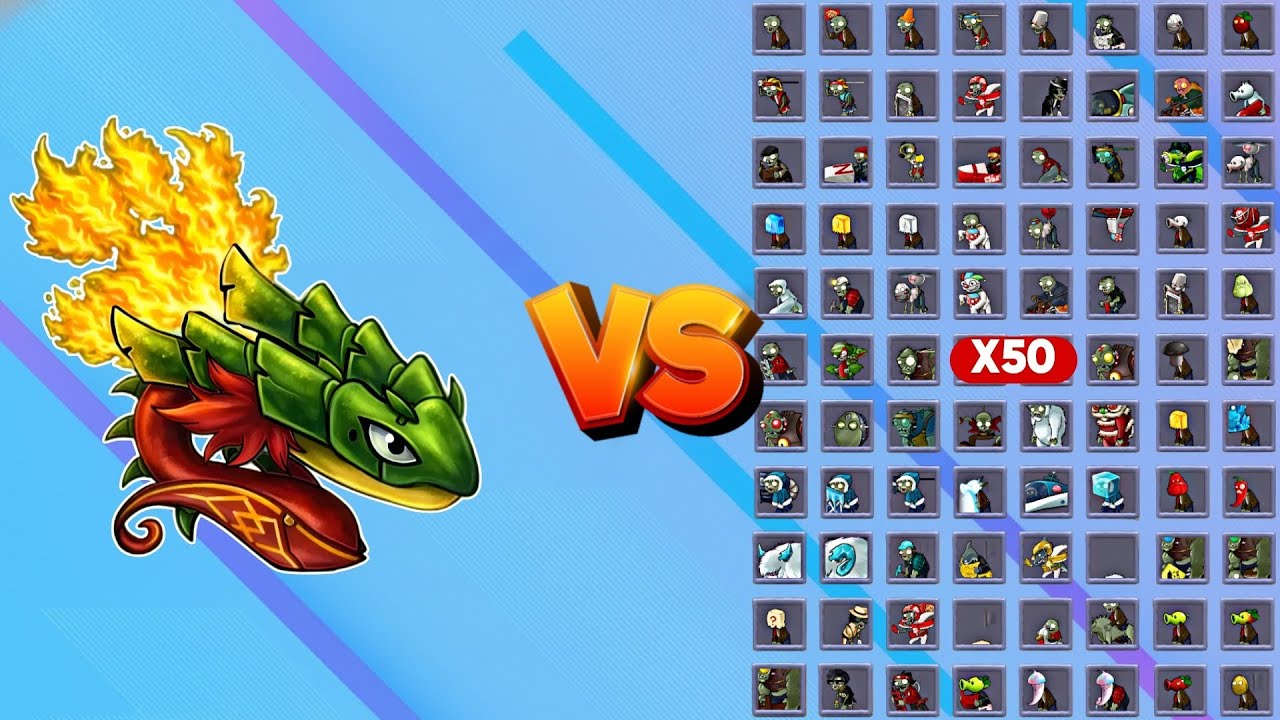 Giant Flame Bamboo Dragon vs All Zombies Max Level | PvZ Fusion 3.4.2