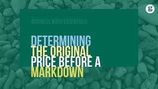 Determining the Original Price Before a Markdown