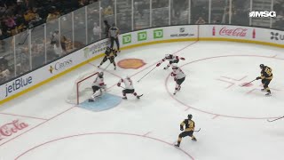 Morgan Geekie scores a goal against the New Jersey Devils