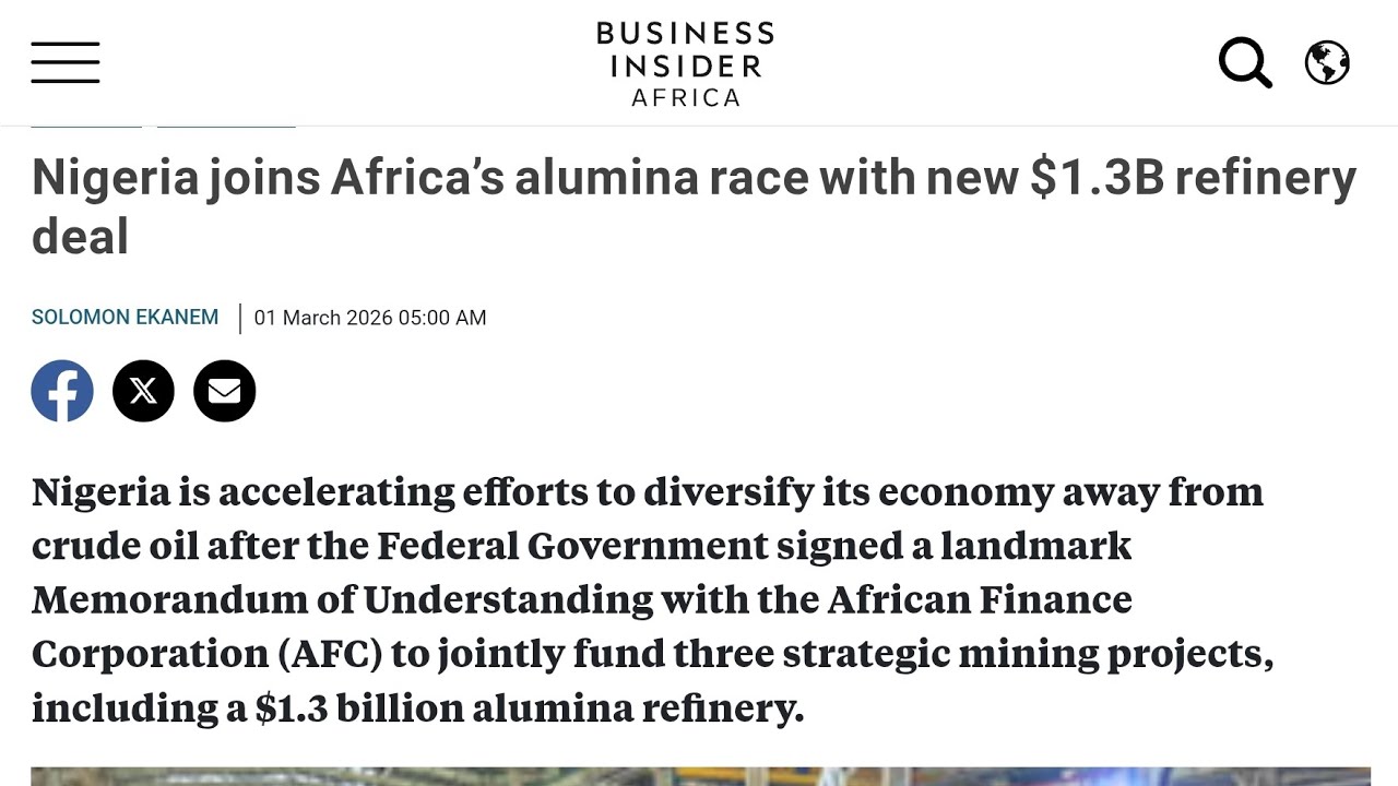 NIGERIA SET TO BUILD $1.3 BILLION ALUMINIUM REFINERY 