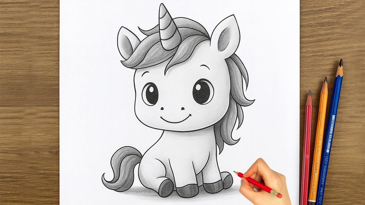 Wie malt man ein Einhorn für anfänger - Einhorn zeichnen einfach - YouTube