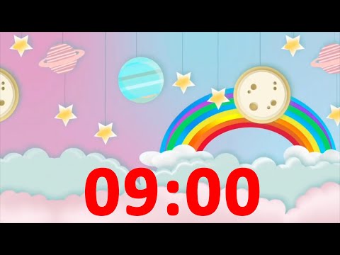 9 Minute Countdown Timer Rainbow 🌈 for Kids with Alarm ⏰ and Fun Music
