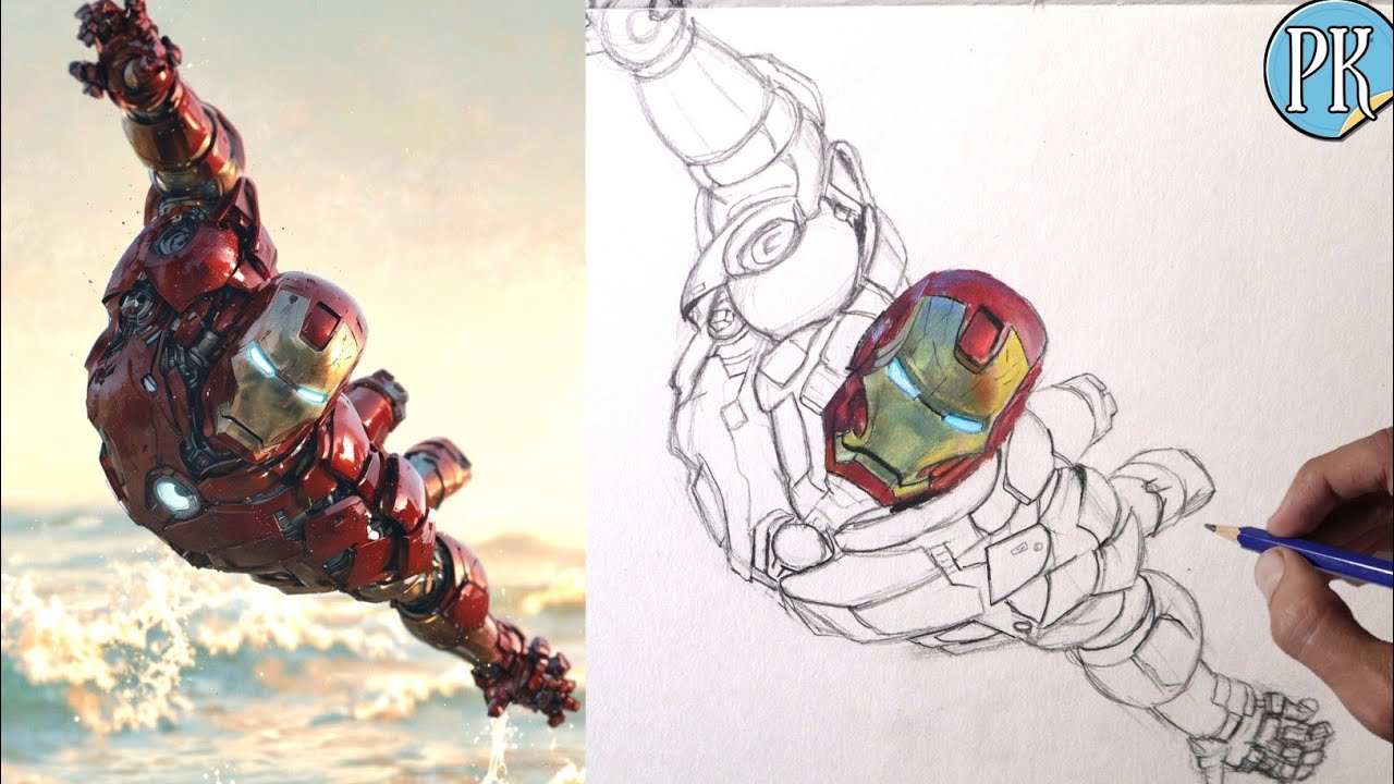 How to draw ( IRON MAN ) easy step by step outline tutorial part 1