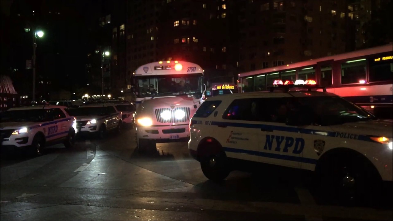 RARE CATCH OF A NYC CORRECTIONS BUS RESPONDING WITH A NYPD UNIT TO A ANTI-TRUMP PROTEST IN NYC.