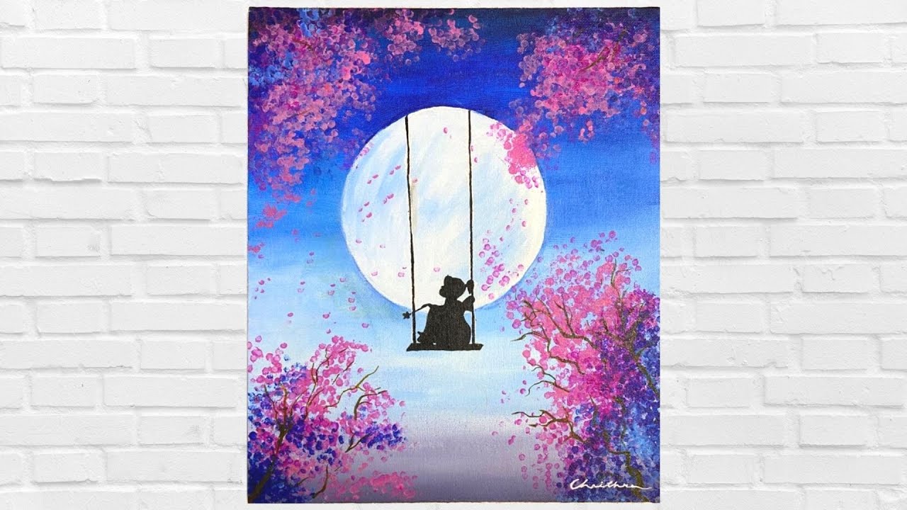 Fairy on the Moon Acrylic Painting for Beginners | How to Paint a ...